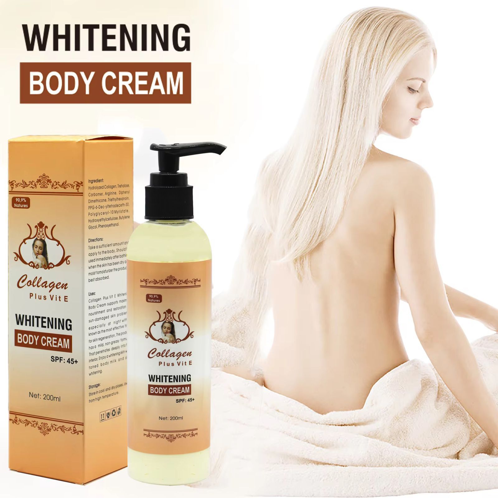 Collagen Plus Vit E Whitening Body Cream SPF 45+ (200ml) - Image 5